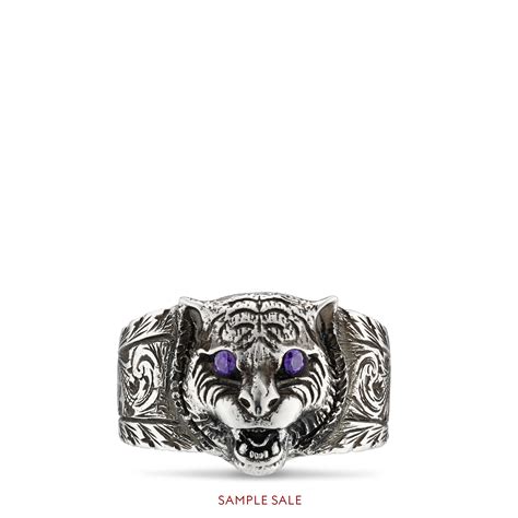 gucci feline head ring silver|gucci feline head ring.